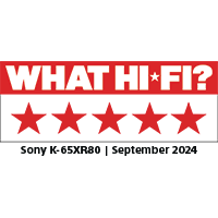 Logotipo del premio What Hi-Fi 5 estrellas para el Sony K-65XR80 de septiembre del 2024