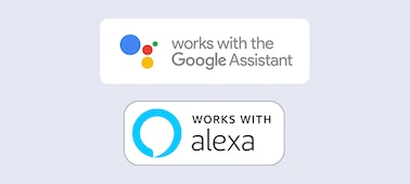 Logotipos de Compatible con Alexa y Compatible con Asistente de Google